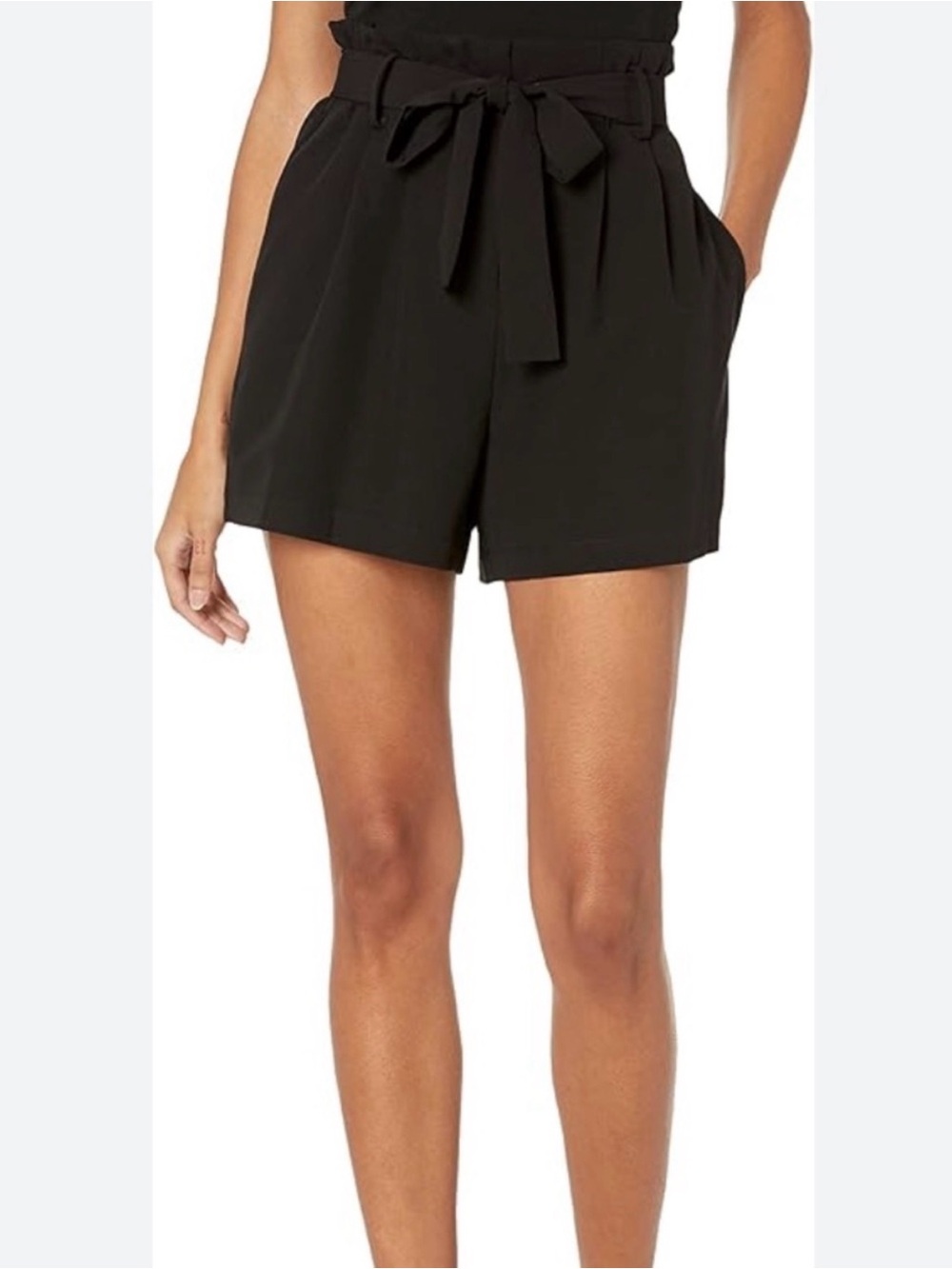 New BCBG MaxAzria Black High-Waisted Paperbag Shorts Size S